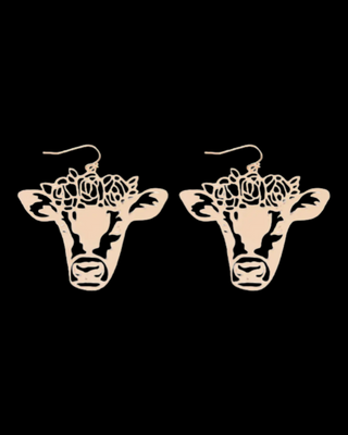Gold colored die-cut cow earring