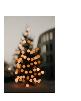 Christmas tree with white lights, bokeh effect. Photo by Kristina Paukshtite