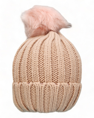 Pink single pom knit hat