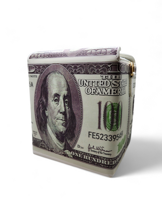 $100 Bill Image in a stylish crossbody bag with a sleek design, featuring ample storage space, an adjustable strap, and high-quality materials, displayed on a clean, white background