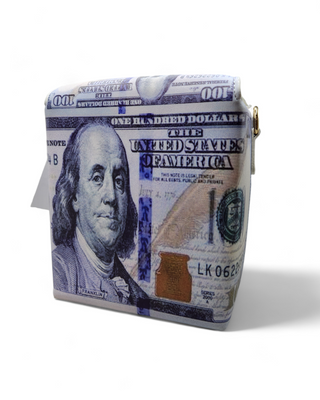 $100 Bill Image in a stylish crossbody bag with a sleek design, featuring ample storage space, an adjustable strap, and high-quality materials, displayed on a clean, white background