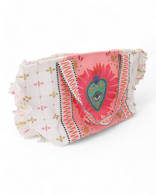 Boho Evil Eye/ Heart Tote Bag