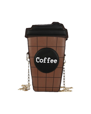 Brown Coffee Cup Shaped Crossbody Bag
