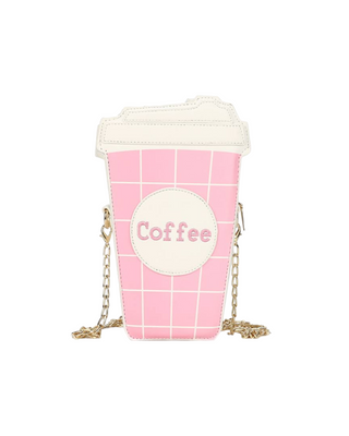 Pink Coffee Cup Shaped Crossbody Bag