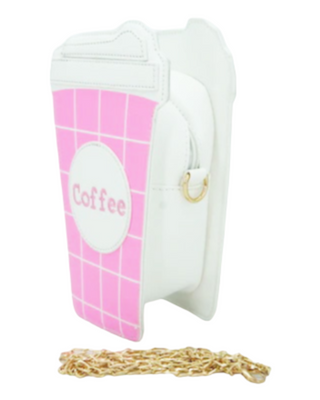 Pink Coffee Cup Shaped Crossbody Bag Side View