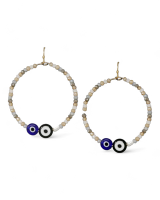 Evil Eye Beaded Charm Earrings