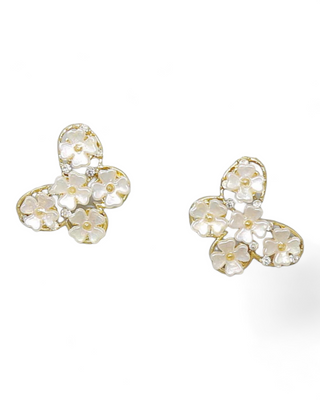 Flower Embellished Butterfly Earrings