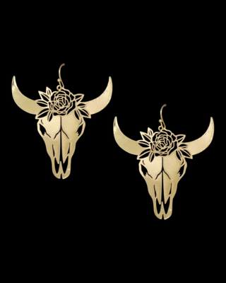 Gold colored die-cut steer earring 