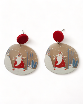Round Santa Earrings