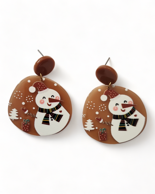 Round Snowman Earrings