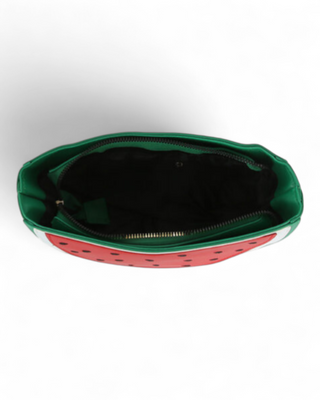 Watermelon-patterned pouch on a white background