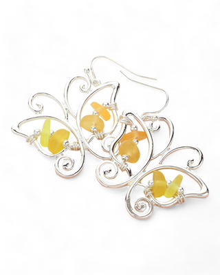 Bean Bead Wire Butterfly Earrings