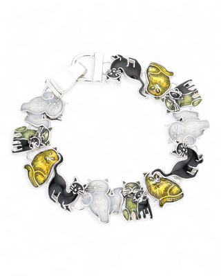 Bracelet with animal-themed charms on a white background